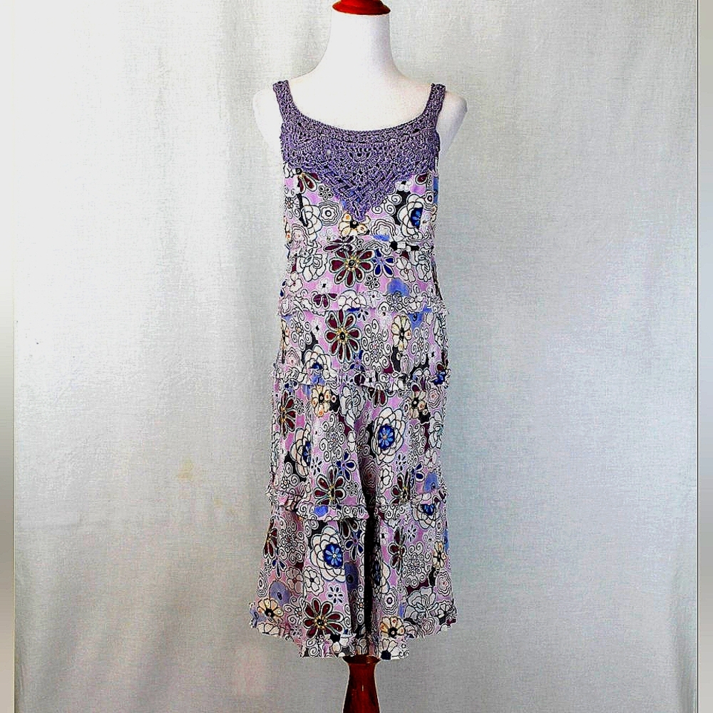 Cynthia Cynthia Steffe Beaded and Embroider Flora Silk Dress 6 new condition Y2k